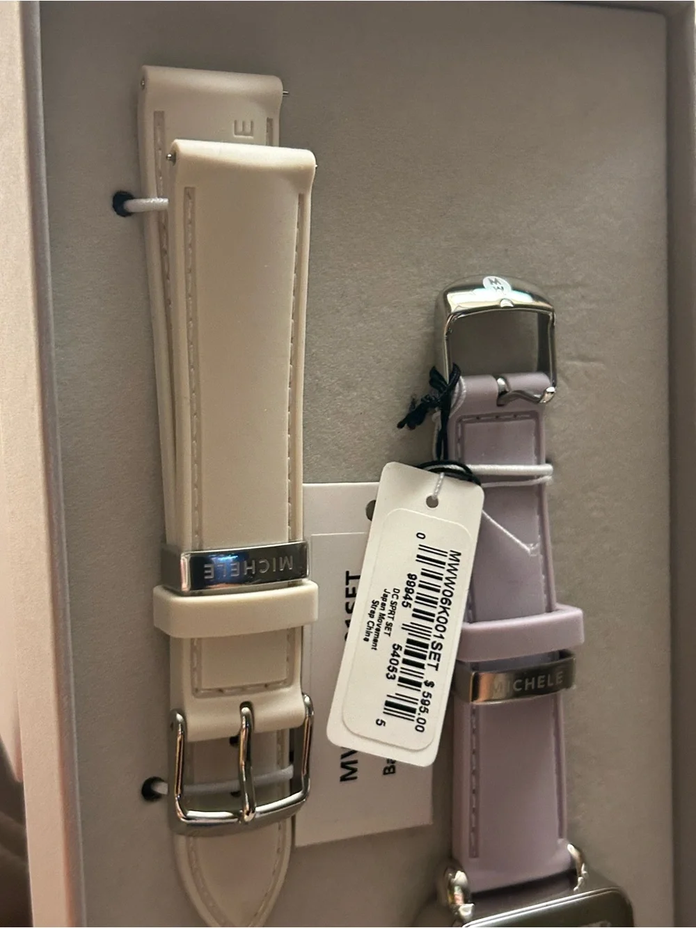 Michele Deco Sport Chronograph 36mm Watch with Lavender, Blue and Cream Straps